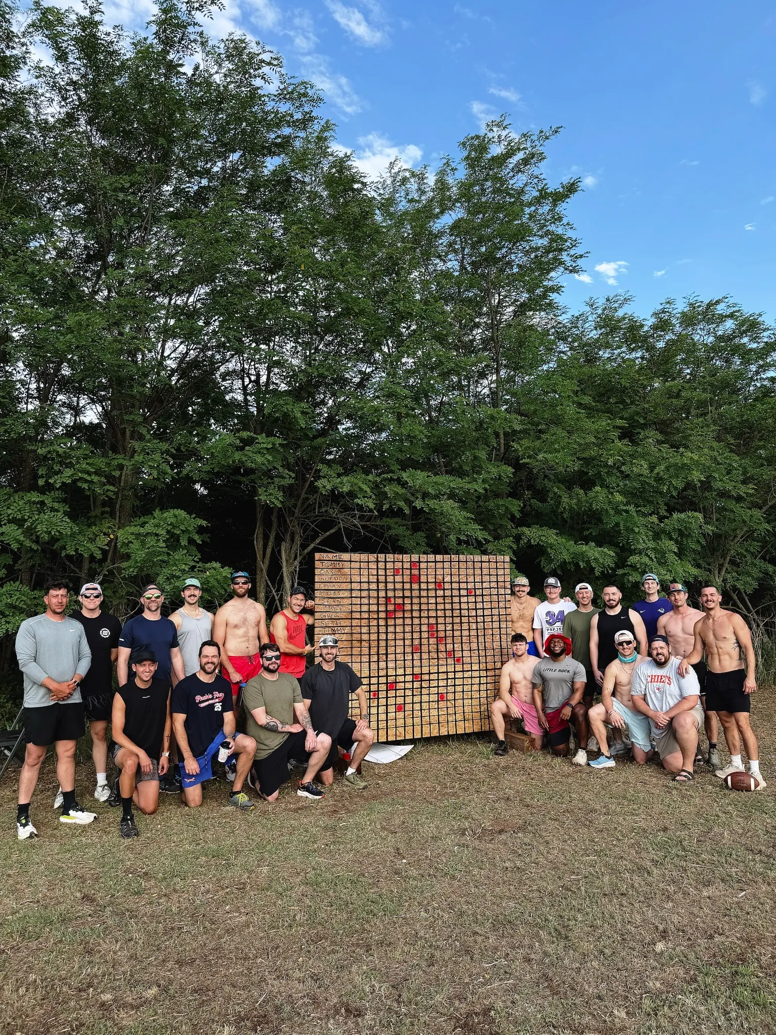Group photo with the final Runathon mile board