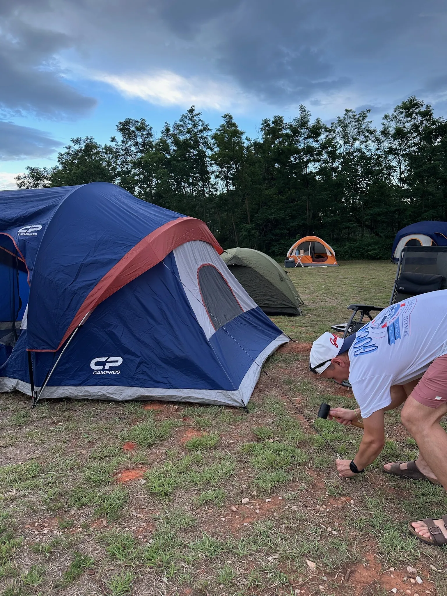 Setting up tents at Runathon camp